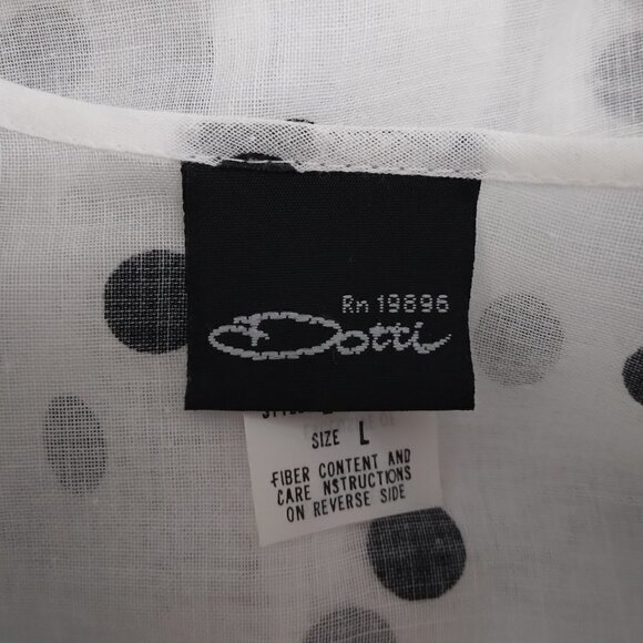 Dotti | Sheer Polka Dot  Button Front Mini Dress Black White Made USA | Size L - Picture 8 of 11